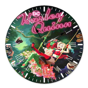 Harley Quinn 2022 Round Non-ticking Wooden Wall Clock