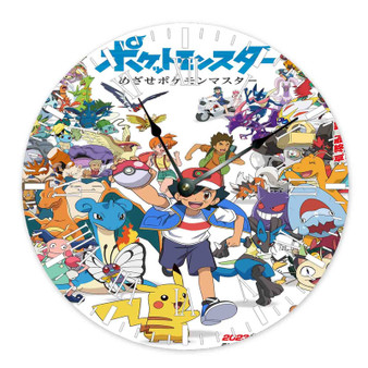 Pokemon All Characters Round Non-ticking Wooden Wall Clock