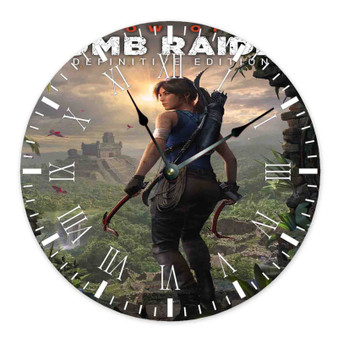 Shadow of the Tomb Raider Round Non-ticking Wooden Wall Clock