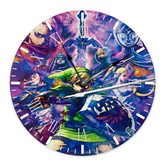 The Legend Of Zelda Watercolor Round Non-ticking Wooden Wall Clock