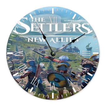 The Settlers New Allies Round Non-ticking Wooden Wall Clock