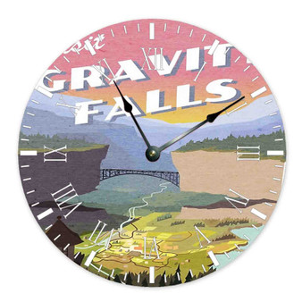 Visit Gravity Falls Round Non-ticking Wooden Wall Clock