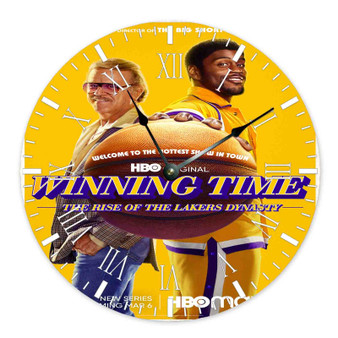 Winning Time The Rise of the Lakers Dynasty Round Non-ticking Wooden Wall Clock