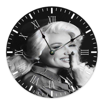 Young Dolly Parton Round Non-ticking Wooden Wall Clock