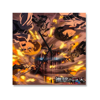 Attack on Titan Final Season Square Silent Scaleless Wooden Wall Clock