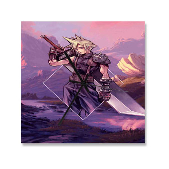 Cloud Strife Final Fantasy VII Remake Square Silent Scaleless Wooden Wall Clock