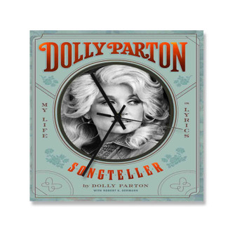 Dolly Parton Songteller Square Silent Scaleless Wooden Wall Clock