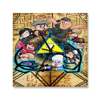 Gravity Falls Bill Cipher And Friends Square Silent Scaleless Wooden Wall Clock