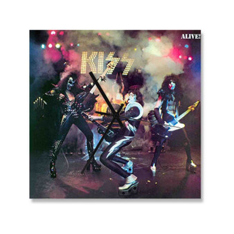 Kiss Alive 1975 Square Silent Scaleless Wooden Wall Clock