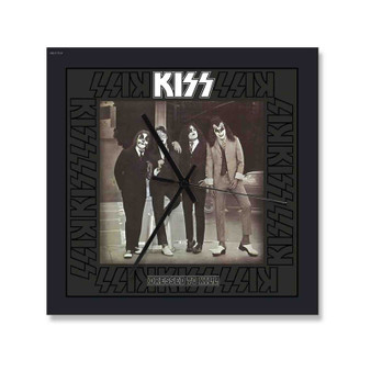 Kiss Dressed to Kill 1975 Square Silent Scaleless Wooden Wall Clock