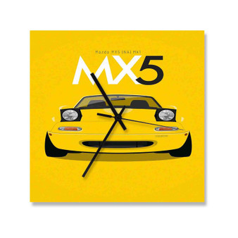 Mazda MX5 Square Silent Scaleless Wooden Wall Clock