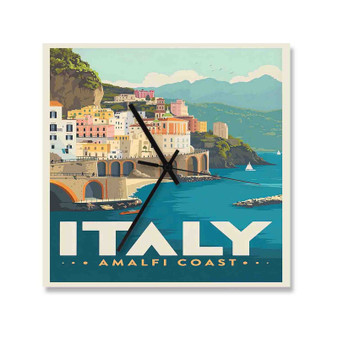 Amalfi Coast Italy Square Silent Scaleless Wooden Wall Clock