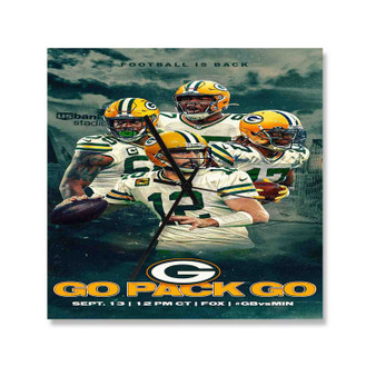 Green Bay Packers NFL 2022 Square Silent Scaleless Wooden Wall Clock