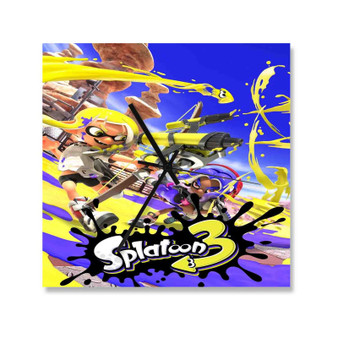 Splatoon 3 Square Silent Scaleless Wooden Wall Clock