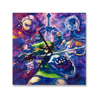 The Legend Of Zelda Watercolor Square Silent Scaleless Wooden Wall Clock