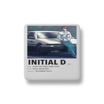 Initial D Vintage Porcelain Refrigerator Magnet Square