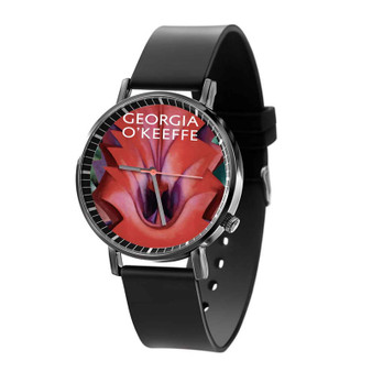 Georgia O Keeffe Black Quartz Watch With Gift Box