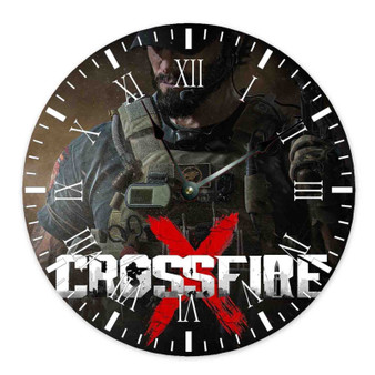 Crossfire X Round Non-ticking Wooden Wall Clock