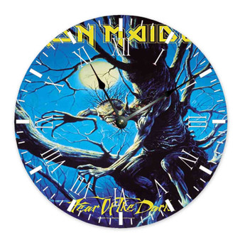 Iron Maiden Fear Of The Dark Round Non-ticking Wooden Wall Clock
