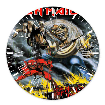 Iron Maiden The Number of The Beast Round Non-ticking Wooden Wall Clock