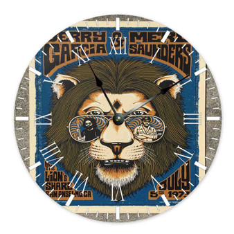 Jerry Garcia and Merl Saunder Round Non-ticking Wooden Wall Clock