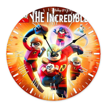 LEGO The Incredibles Round Non-ticking Wooden Wall Clock