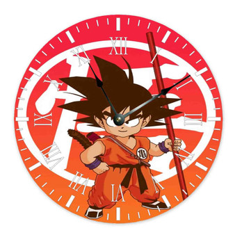 Little Goku Dragon Ball Round Non-ticking Wooden Wall Clock