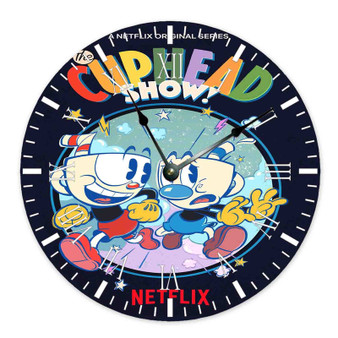 The Cuphead Show 2022 Round Non-ticking Wooden Wall Clock