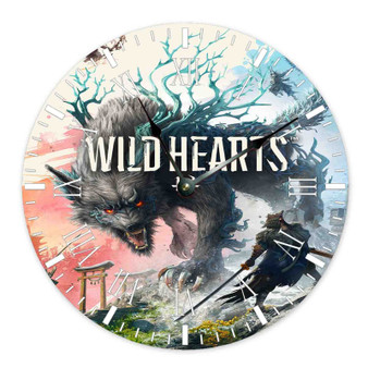 Wild Hearts Round Non-ticking Wooden Wall Clock