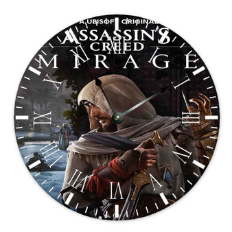 Assassin s Creed Mirage Round Non-ticking Wooden Black Pointers Wall Clock