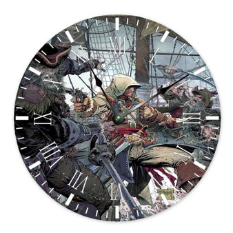 Assassins Creed Todd Mcfarlane Round Non-ticking Wooden Black Pointers Wall Clock