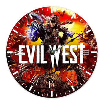 Evil West Round Non-ticking Wooden Black Pointers Wall Clock