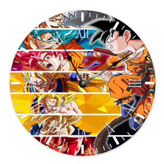 Goku Dragon Ball Z Round Non-ticking Wooden Black Pointers Wall Clock