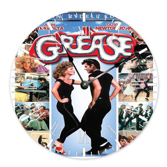 Grease Movie Round Non-ticking Wooden Black Pointers Wall Clock