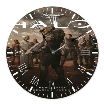 Halo TV Series Round Non-ticking Wooden Black Pointers Wall Clock