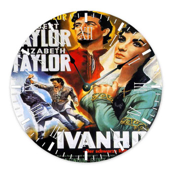 Ivanhoe 2 Round Non-ticking Wooden Black Pointers Wall Clock