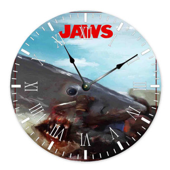 Jaws Round Non-ticking Wooden Black Pointers Wall Clock