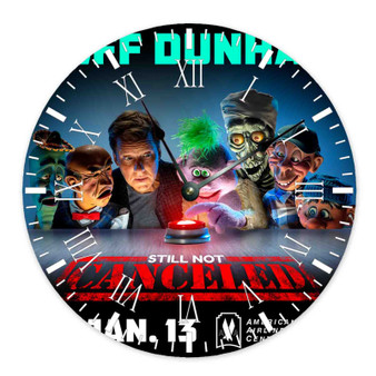 Jeff Dunham 2023 Tour Round Non-ticking Wooden Black Pointers Wall Clock