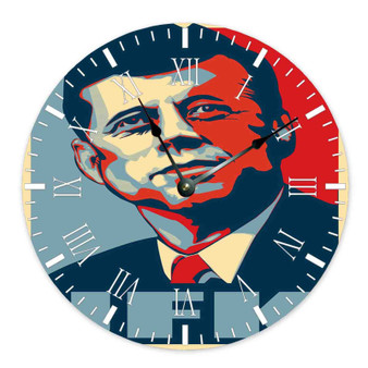 John F Kennedy JFK Round Non-ticking Wooden Black Pointers Wall Clock