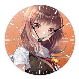 Miko Iino Kaguya sama Round Non-ticking Wooden Black Pointers Wall Clock