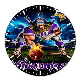 Minnesota Vikings NFL 2022 Round Non-ticking Wooden Black Pointers Wall Clock