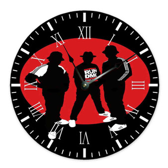 Run DMC Silhouette Round Non-ticking Wooden Black Pointers Wall Clock