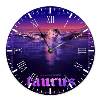 Taurus Round Non-ticking Wooden Black Pointers Wall Clock