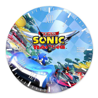 Team Sonic Racing Round Non-ticking Wooden Black Pointers Wall Clock