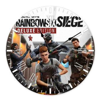 Tom Clancy s Rainbow Six Siege Round Non-ticking Wooden Black Pointers Wall Clock