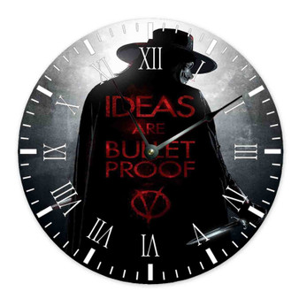 V For Vendetta Quotes Round Non-ticking Wooden Black Pointers Wall Clock