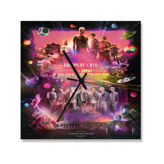 Coldplay BTS My Universe Square Silent Scaleless Wooden Wall Clock