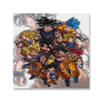 Legacy of Son Goku Dragon Ball Z Square Silent Scaleless Wooden Wall Clock