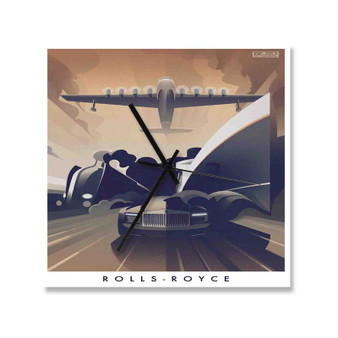 Rolls Royce Phantom Square Silent Scaleless Wooden Wall Clock