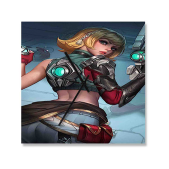 Beatrix Mobile Legends Square Silent Scaleless Wooden Wall Clock Black Pointers